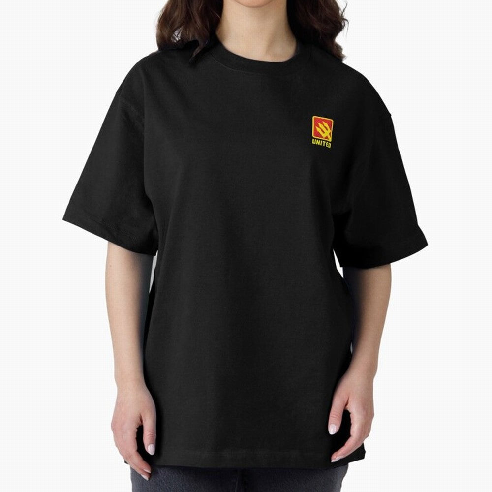 Manchester United Minimal Badge Oversized T-Shirt Relive the Noise and Pride of Global Football Passion for FIFA World Cup 2026 USA Canada Mexico, Inspired by Neymar, Haaland and Cristiano Ronaldo, Argentina and Brazil, Stadium Memories, Football