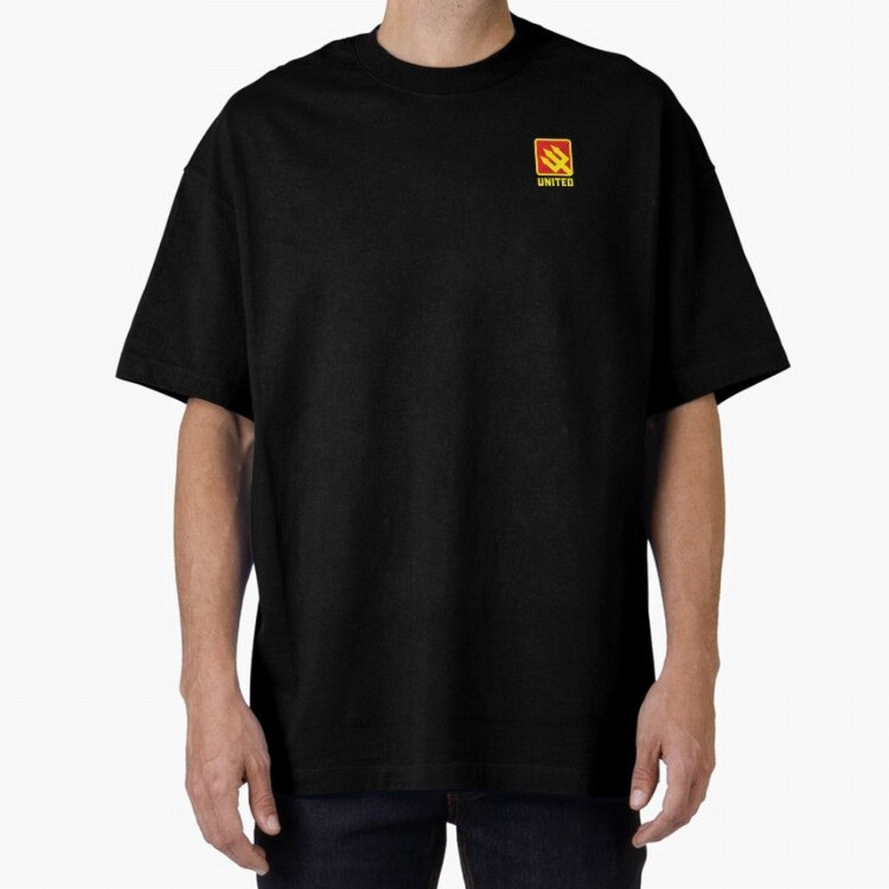 Manchester United Minimal Badge Oversized T-Shirt Relive the Noise and Pride of Global Football Passion for FIFA World Cup 2026 USA Canada Mexico, Inspired by Neymar, Haaland and Cristiano Ronaldo, Argentina and Brazil, Stadium Memories, Football