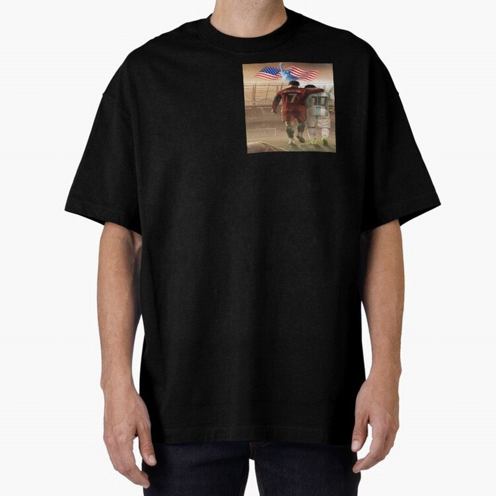 Ronaldo & messi 7_10 football USA sports top quality redbubble Oversized T-Shirt Keep Football History Alive during FIFA World Cup 2026 USA Canada Mexico Celebrating CR7, Brazil, Portugal and Argentina Energy, Championship Spirit, Famous Goals,