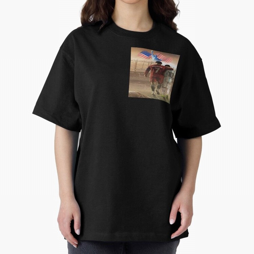 Ronaldo & messi 7_10 football USA sports top quality redbubble Oversized T-Shirt Keep Football History Alive during FIFA World Cup 2026 USA Canada Mexico Celebrating CR7, Brazil, Portugal and Argentina Energy, Championship Spirit, Famous Goals,