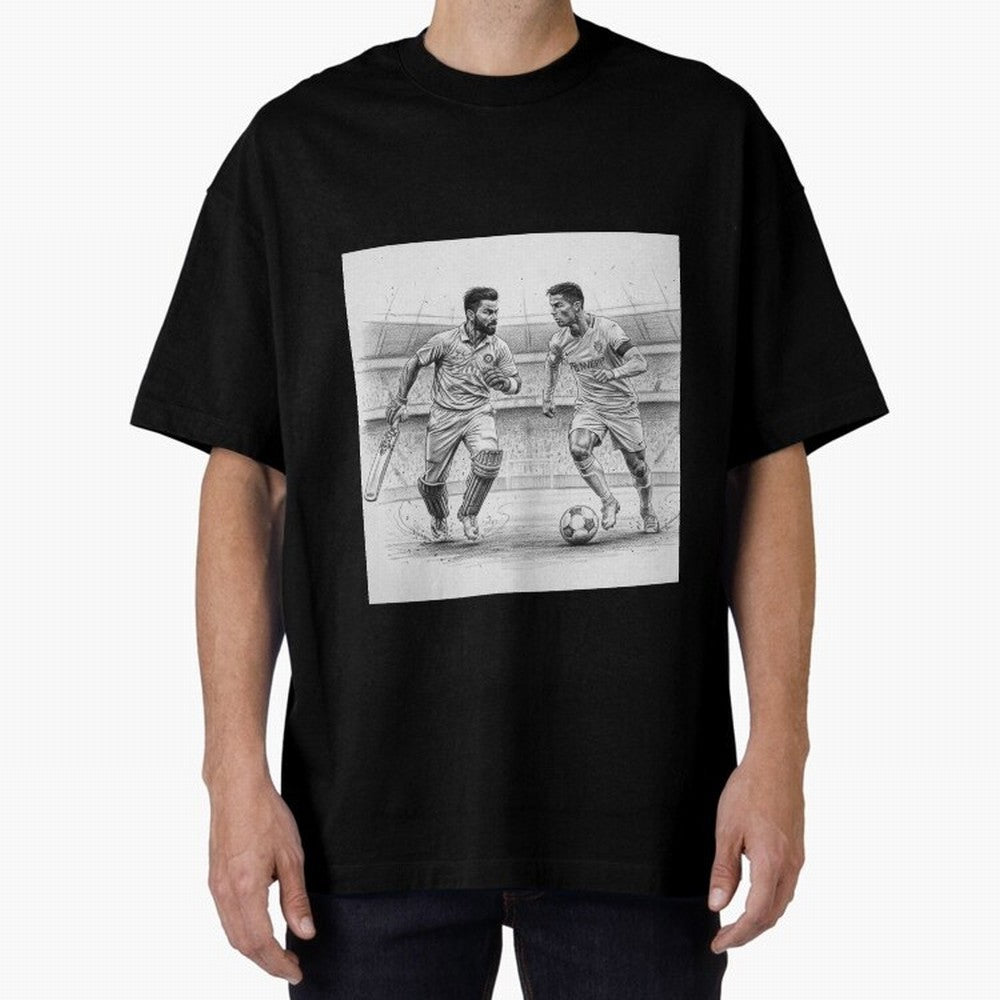 Virat and Ronaldo Oversized T-Shirt Show Your Tournament Heart for FIFA World Cup 2026 Group Stage Spirit, Made for Argentina and Brazil, Mbappe and Neymar, Vintage Soccer Flavor, Modern Football Stars, National Flags and Final Night Emotion;