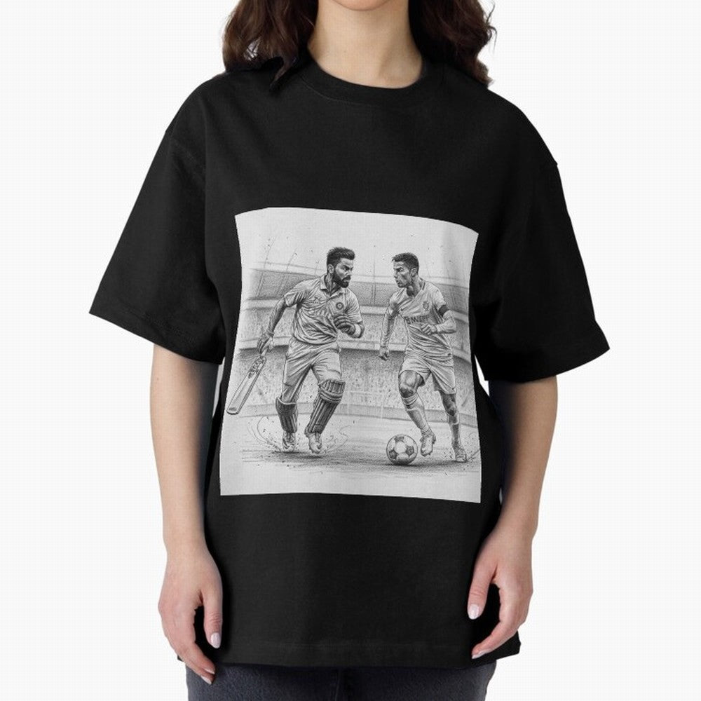Virat and Ronaldo Oversized T-Shirt Show Your Tournament Heart for FIFA World Cup 2026 Group Stage Spirit, Made for Argentina and Brazil, Mbappe and Neymar, Vintage Soccer Flavor, Modern Football Stars, National Flags and Final Night Emotion;