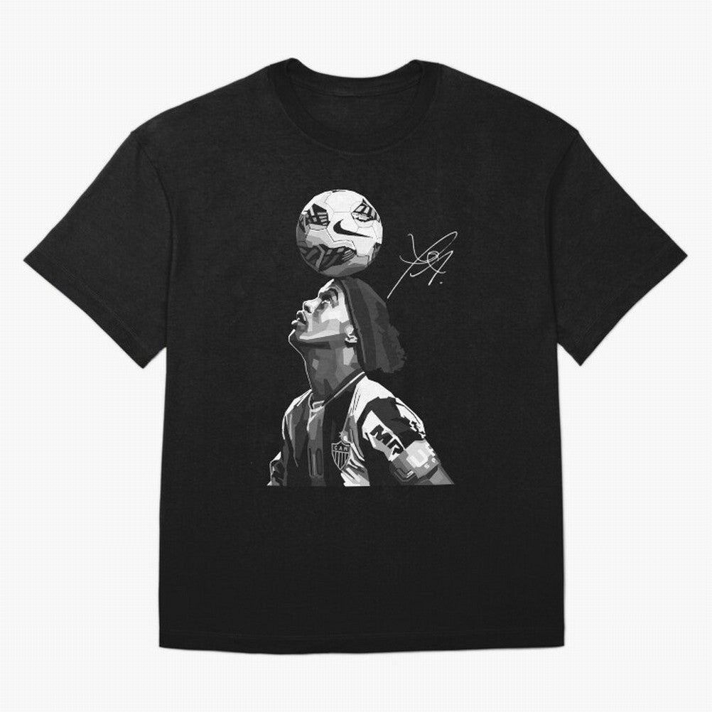 Ronaldinho Black and White Oversized T-Shirt Make Your Look Match Global Football Passion for FIFA World Cup 2026 USA Canada Mexico, Centered on Messi, Neymar and Mbappe, Argentina and Brazil, Retro Football Energy, Iconic Rivalries, Trophy Chase