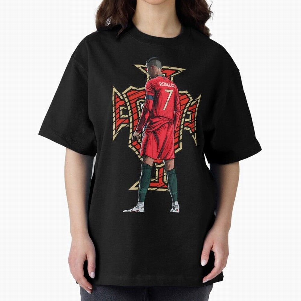 Portugal Ronaldo No.7 Artwork For Soccer Fans, Gift For Football Supporters Oversized T-Shirt Experience Match Day Hype around FIFA World Cup 2026 Group Stage, Haaland and Mbappe, England and Germany, Stadium Memories, Football Loyalty,