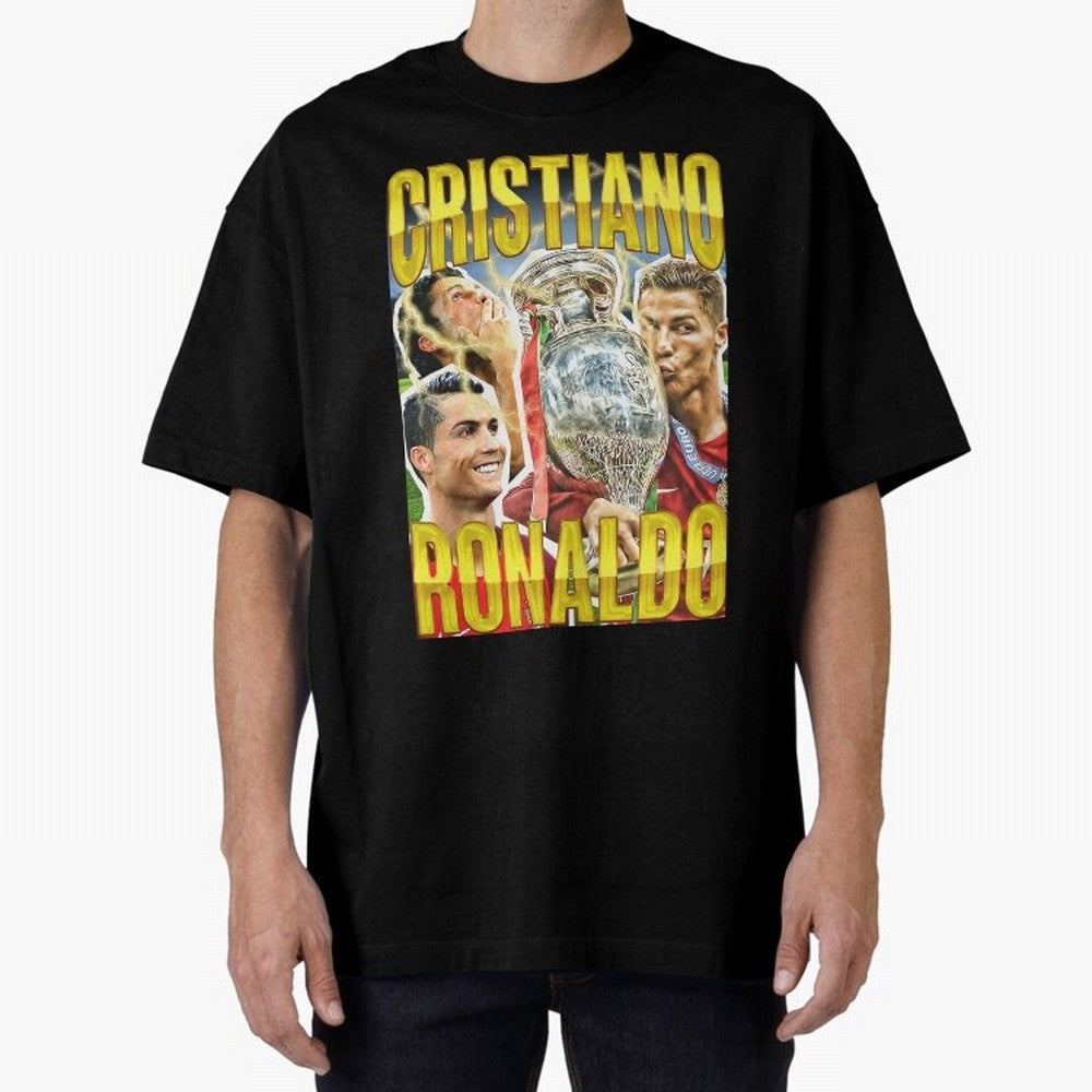 Ronaldo Siuuu Celebration Silhouette Design For Football Fans, Gift For Soccer Enthusiasts Oversized T-Shirt Back Your Heroes with FIFA World Cup 2026 USA Canada Mexico for Fans of CR7 and Messi and Spain and Netherlands, Bringing Tournament Hype,