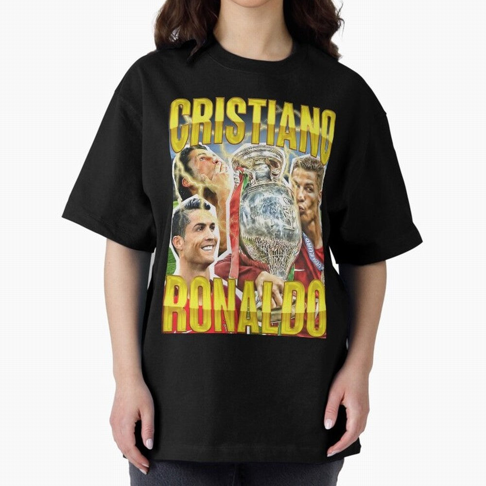 Ronaldo Siuuu Celebration Silhouette Design For Football Fans, Gift For Soccer Enthusiasts Oversized T-Shirt Back Your Heroes with FIFA World Cup 2026 USA Canada Mexico for Fans of CR7 and Messi and Spain and Netherlands, Bringing Tournament Hype,