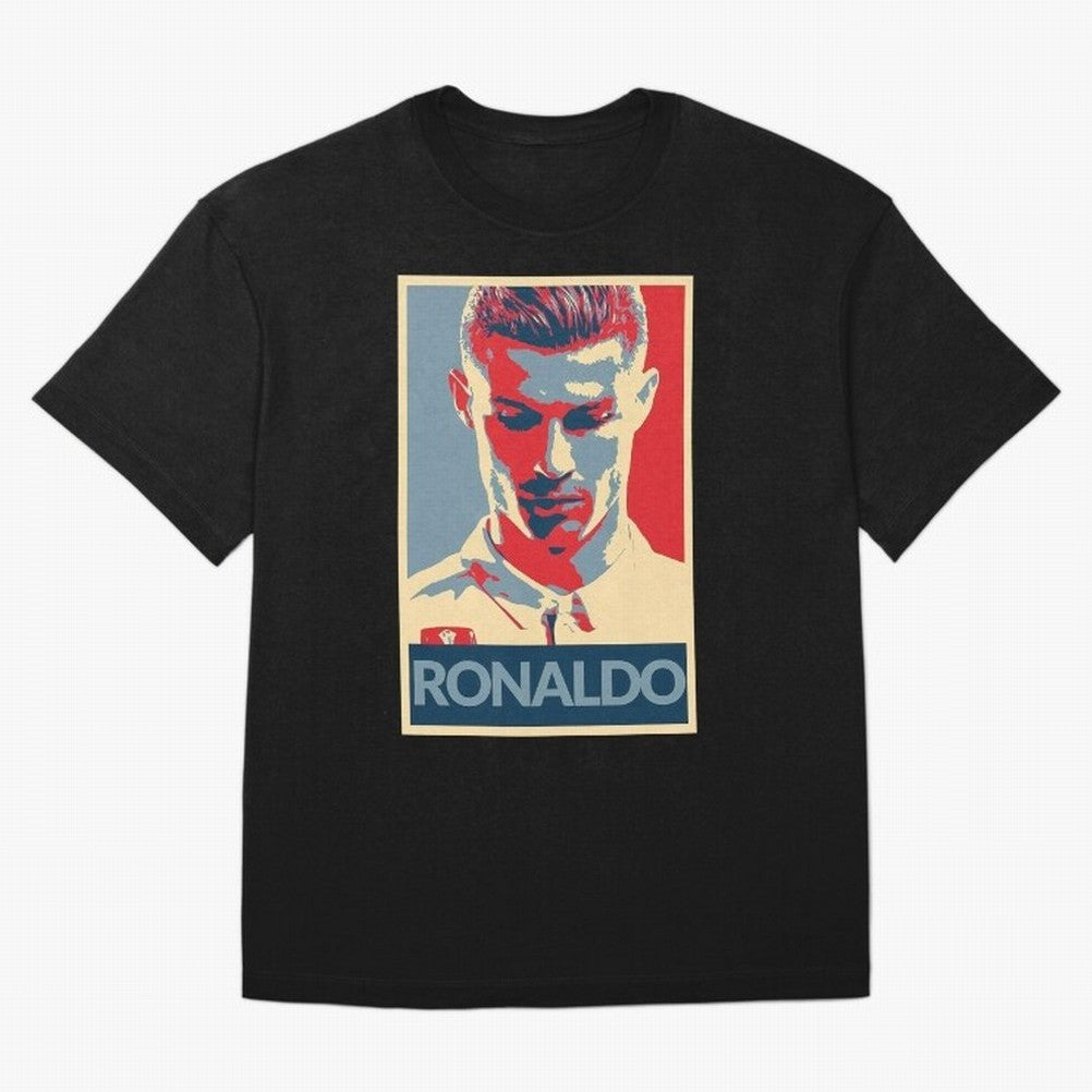 Ronaldo Poster Style Pop Art Design For Football Fans Gift For Soccer Enthusiasts Oversized T-Shirt Celebrate Football Dreams Across the FIFA World Cup 2026 USA Canada Mexico Journey through Mbappe Highlights, Argentina, France and Brazil Pride,