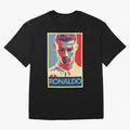 Ronaldo Poster Style Pop Art Design For Football Fans Gift For Soccer Enthusiasts Oversized T-Shirt Celebrate Football Dreams Across the FIFA World Cup 2026 USA Canada Mexico Journey through Mbappe Highlights, Argentina, France and Brazil Pride,