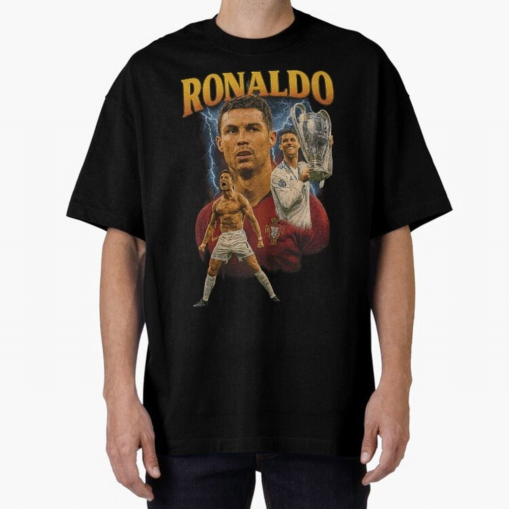 Ronaldo Champion Victory Design For Football Fans Gift For Soccer Supporters Oversized T-Shirt Celebrate Rivalries and Pride in Match Day Hype around FIFA World Cup 2026, Cristiano Ronaldo, France and Portugal, Game Day Rituals, Football Legends,