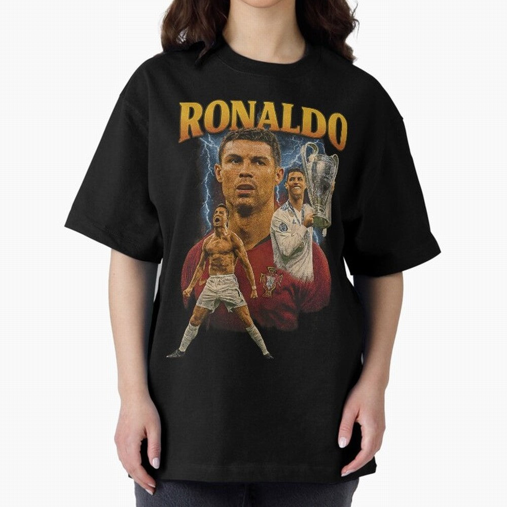 Ronaldo Champion Victory Design For Football Fans Gift For Soccer Supporters Oversized T-Shirt Celebrate Rivalries and Pride in Match Day Hype around FIFA World Cup 2026, Cristiano Ronaldo, France and Portugal, Game Day Rituals, Football Legends,