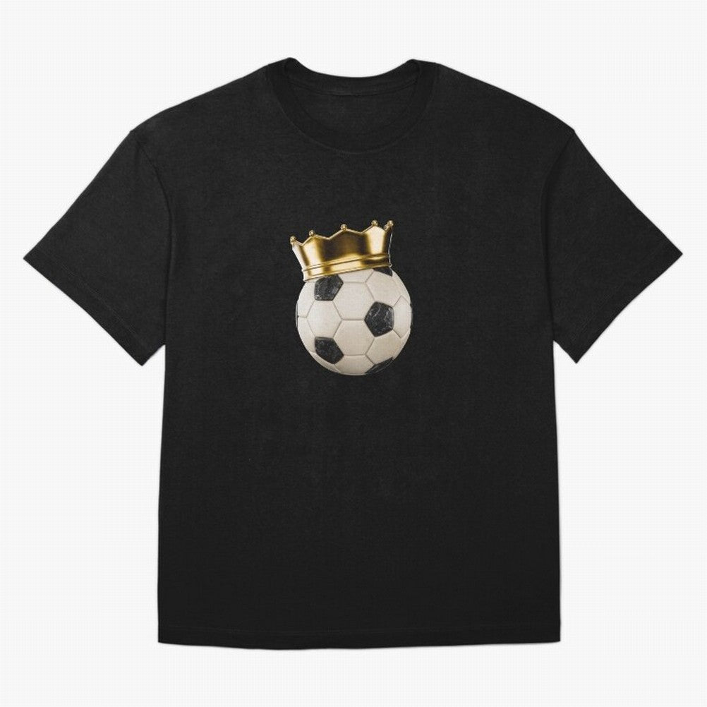 Soccer Ball with Kings Crown, Sticker Illustration Oversized T-Shirt Bring International Match Energy to Match Day Hype around FIFA World Cup 2026 USA Canada Mexico, CR7 and Messi, Netherlands, Stadium Memories, Football Loyalty, International