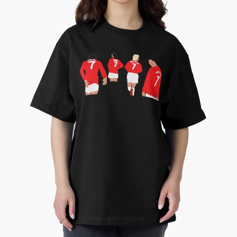 Manchester United Legends Number 7 Best Cantona Beckham Ronaldo Poster Oversized T-Shirt Represent Football Lovers during FIFA World Cup 2026 Spirit, Celebrating Argentina, Mbappe and Neymar, Goal Celebration Energy, Supporter Heritage, Football