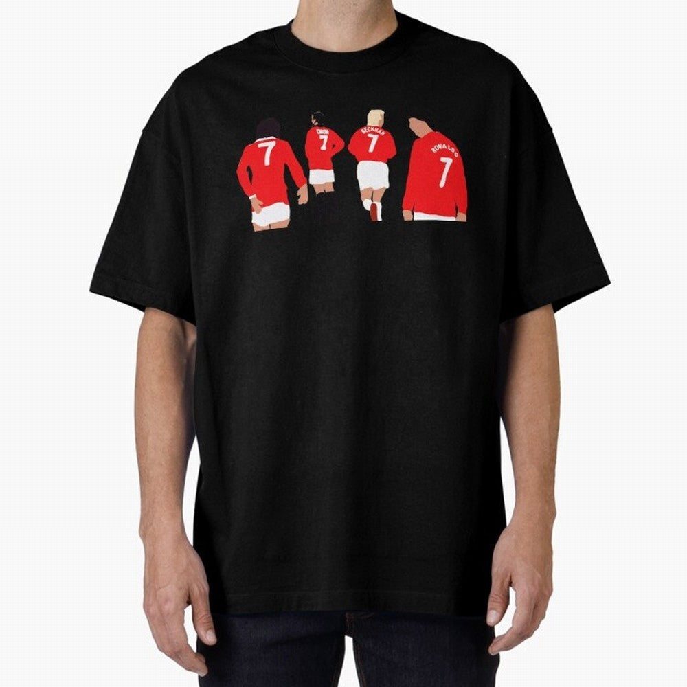 Manchester United Legends Number 7 Best Cantona Beckham Ronaldo Poster Oversized T-Shirt Represent Football Lovers during FIFA World Cup 2026 Spirit, Celebrating Argentina, Mbappe and Neymar, Goal Celebration Energy, Supporter Heritage, Football