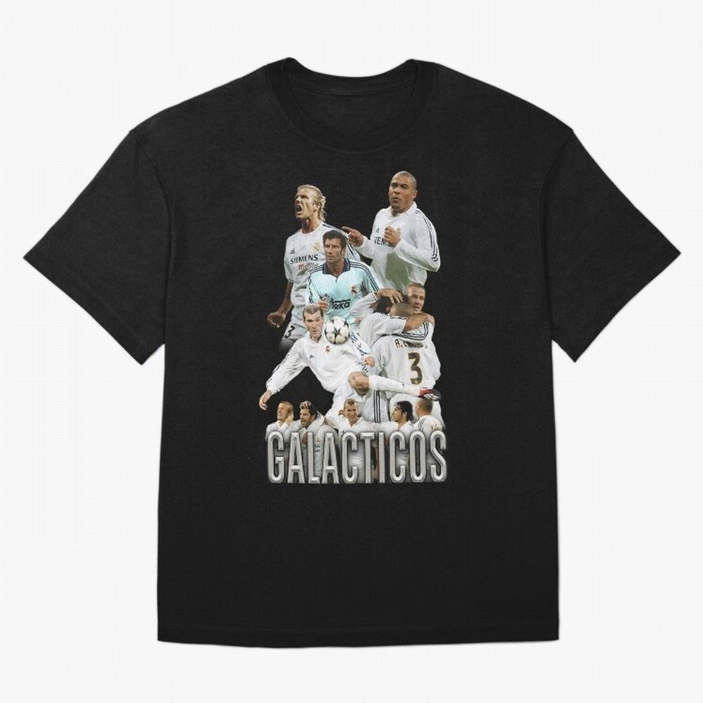 Real Madrid Galacticos Soccer Legends Collage Poster Oversized T-Shirt Turn Up for FIFA World Cup 2026 Highlighting Mbappe, Spain Energy, Tournament Hype, Historic Matchups, Family Viewing Parties and Global Sports Pride; Created for Match Day