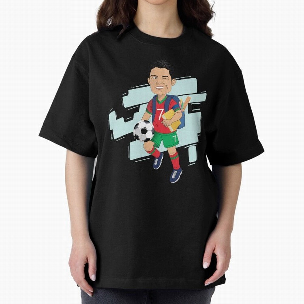 BACK TO SCHOOL - CARICATURE - CHRISTIANO - RONALDO Oversized T-Shirt Feel the Heartbeat of the FIFA World Cup 2026 Group Stage Journey through Messi and Cristiano Ronaldo Highlights, Argentina Pride, Football Passion, Legendary Performances,
