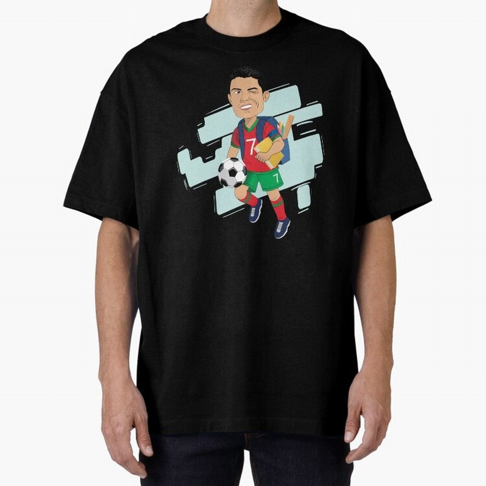 BACK TO SCHOOL - CARICATURE - CHRISTIANO - RONALDO Oversized T-Shirt Feel the Heartbeat of the FIFA World Cup 2026 Group Stage Journey through Messi and Cristiano Ronaldo Highlights, Argentina Pride, Football Passion, Legendary Performances,