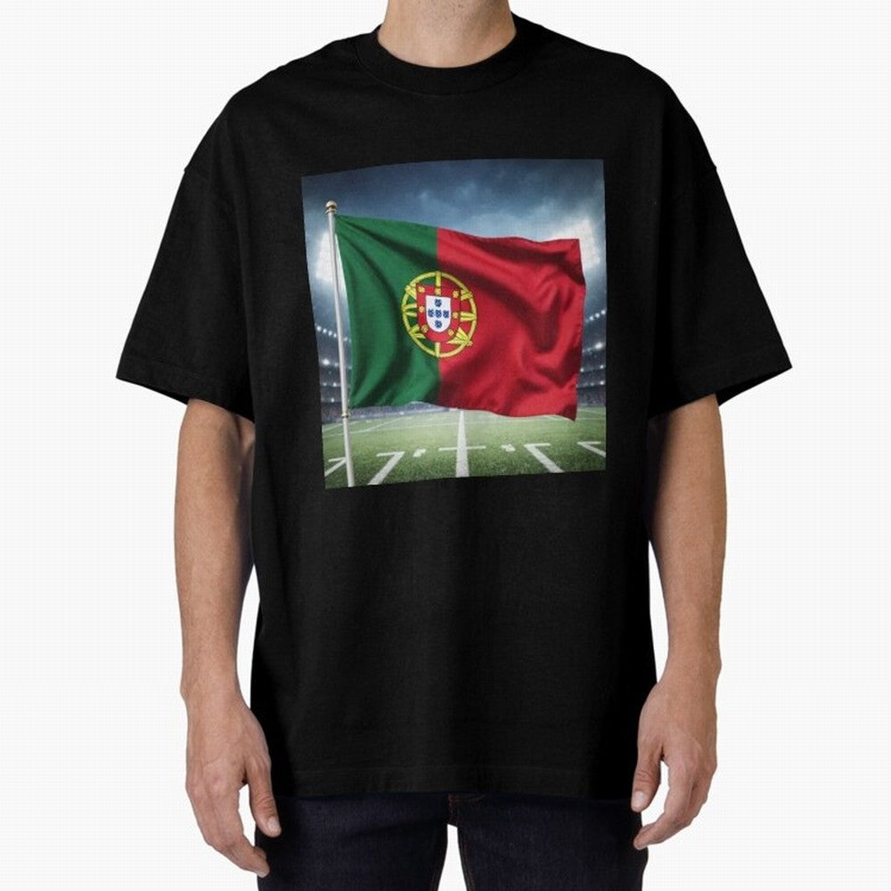 Portugal Flag 3D Football Design ¨C Supporters Portugal Oversized T-Shirt Stand Out with Spirit from the FIFA World Cup 2026 USA Canada Mexico Journey through Mbappe and Neymar Highlights, France Pride, Football Passion, Legendary Performances,