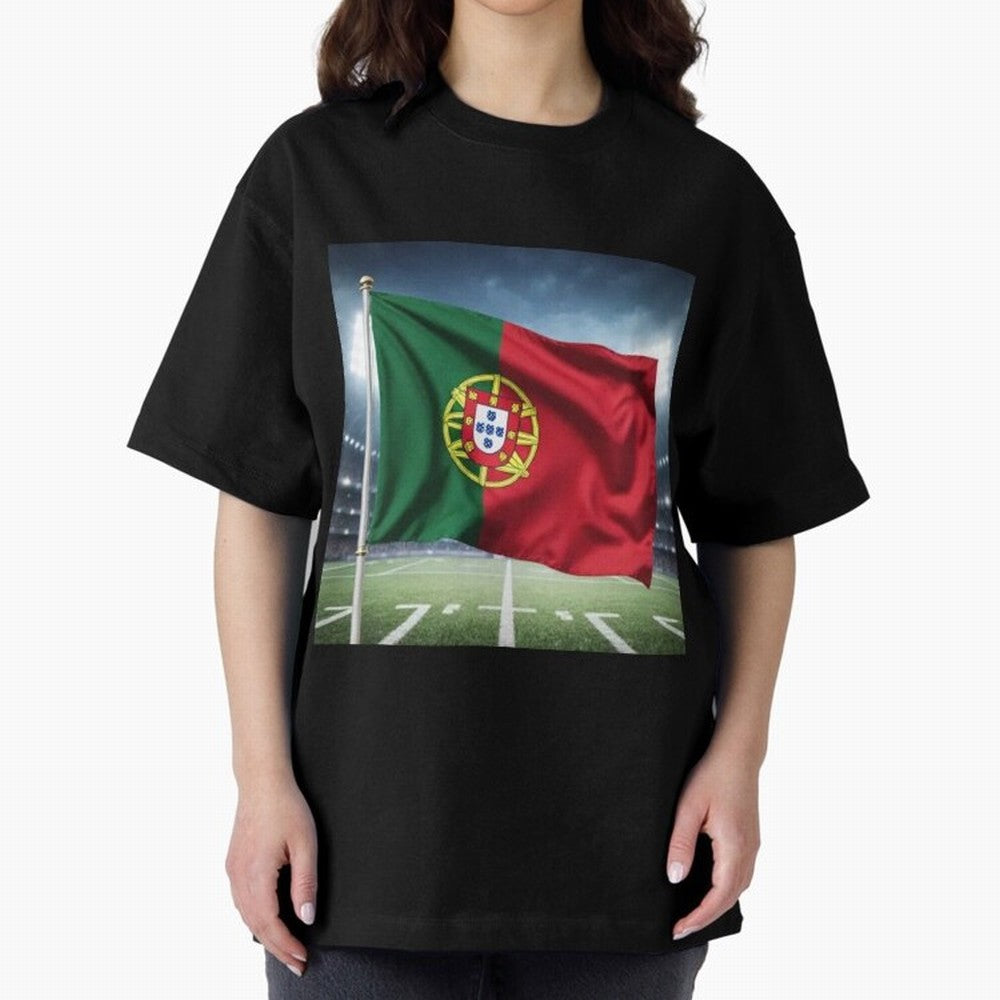 Portugal Flag 3D Football Design ¨C Supporters Portugal Oversized T-Shirt Stand Out with Spirit from the FIFA World Cup 2026 USA Canada Mexico Journey through Mbappe and Neymar Highlights, France Pride, Football Passion, Legendary Performances,