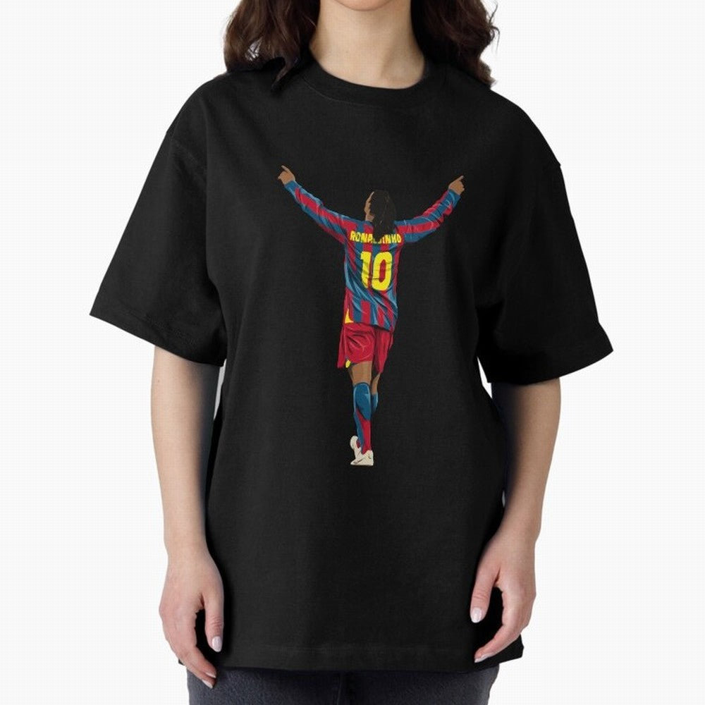 Ronaldinho Oversized T-Shirt Show Support during FIFA World Cup 2026 USA Canada Mexico Filled with Mbappe, Portugal Energy, Stadium Chants, National Pride, Trophy Dreams and Unforgettable Football Memories; Great for Watch Parties, Sports Bars,