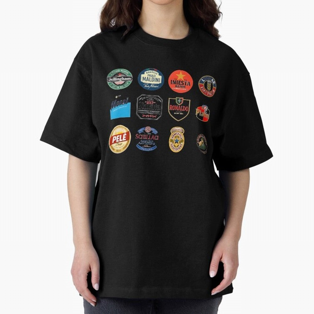 Legendary Lager Lineup ¨C Football Icons as Beer Labels (Sticker Set / Poster) Oversized T-Shirt Celebrate Soccer Greatness during FIFA World Cup 2026 USA Canada Mexico Inspired by Haaland and Mbappe, Spain Energy, Game Day Rituals, Football