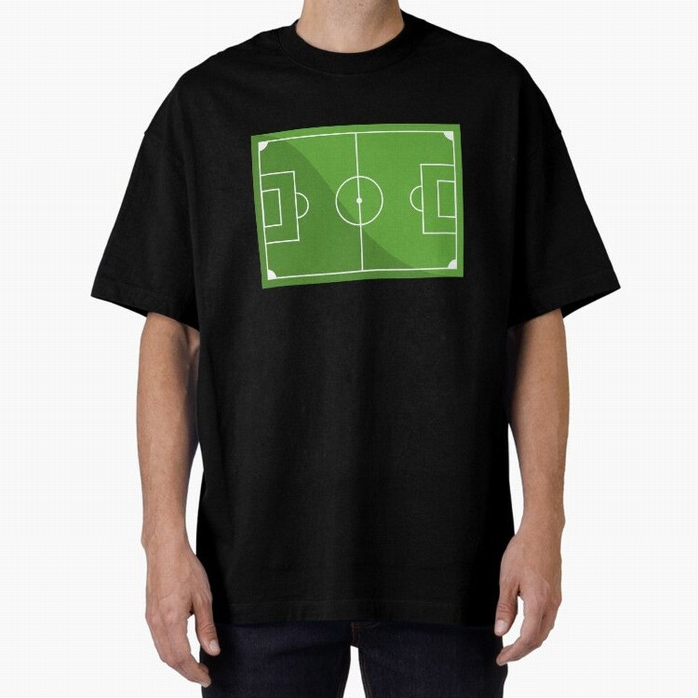 Football Pitch Oversized T-Shirt Keep the Match Day Mood of FIFA World Cup 2026 USA Canada Mexico Spirit, Celebrating Portugal, Spain and Germany, Haaland and Mbappe, Football Festival Excitement, Trophy Ambitions, Country Rivalries and Star Player
