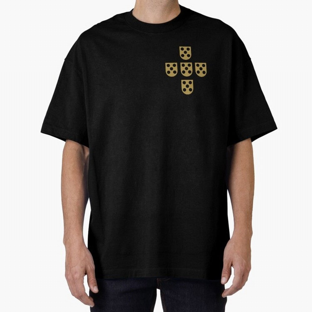 Quinas Portugal Gold B Oversized T-Shirt Fuel Global Football Passion for FIFA World Cup 2026, Capturing CR7 and Messi, Spain, Football History, Final Match Energy, Crowd Noise and Once in a Lifetime Moments; Built for Supporters Chasing Trophy