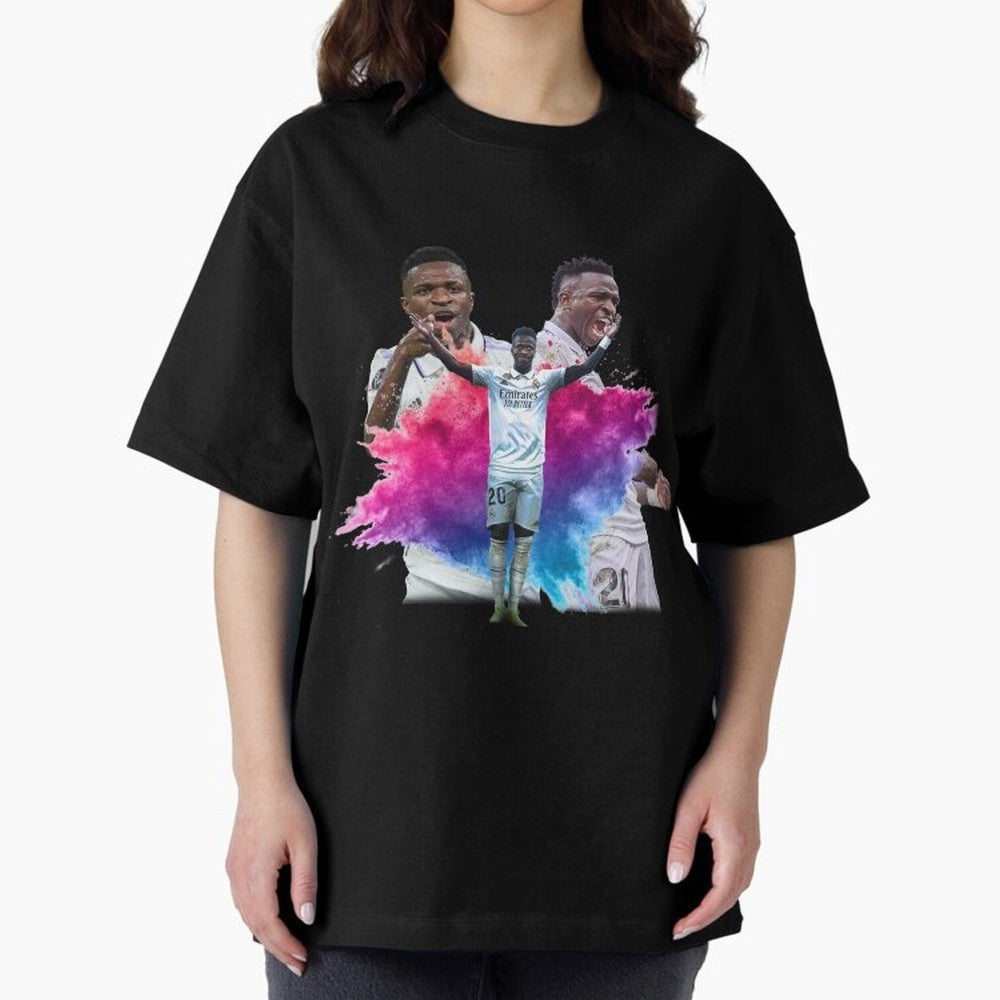 Fanart Vinicius Junior Merch Oversized T-Shirt Mark FIFA World Cup 2026 Spirit, Inspired by Argentina, France and Brazil, Messi and Cristiano Ronaldo, Football Passion, Legendary Performances, Festival Vibes and Supporter Community; Ideal for Fans