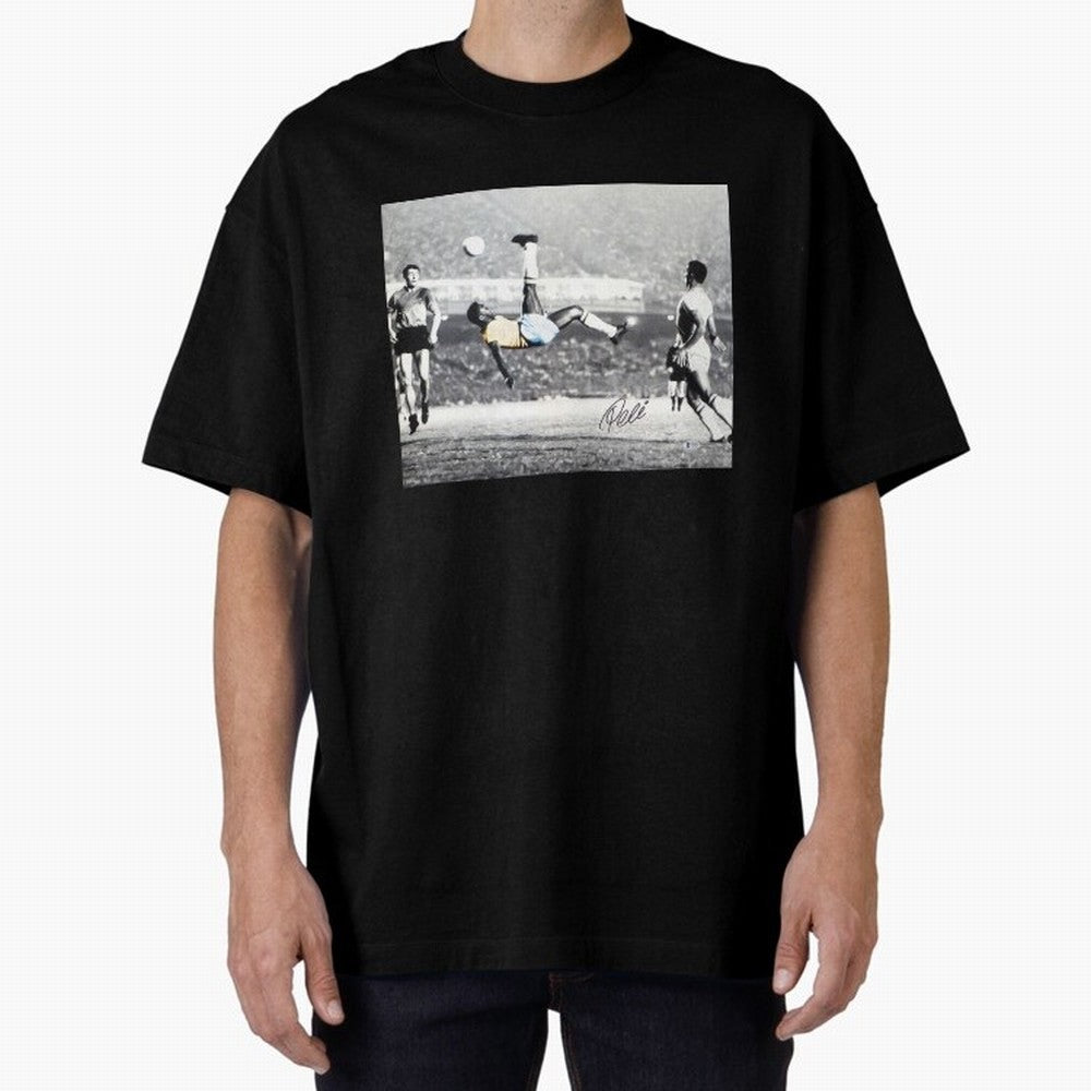 Classic Pele Bicycle Kick Legend1 Oversized T-Shirt Honor FIFA World Cup 2026 for Fans of Haaland and Portugal, Spain and Germany, Bringing Tournament Hype, Historic Matchups, Family Viewing Parties and Global Sports Pride; Great for Watch Parties,