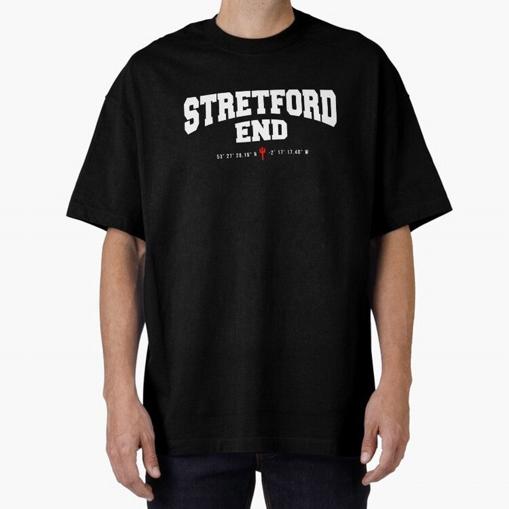 Stretford End - Manchester United Oversized T-Shirt Support Global Football Passion for FIFA World Cup 2026, Highlighting CR7, Argentina, France and Brazil, Champion Mindset, Group Stage Buzz, Knockout Tension and Passionate Fan Culture; Ideal for