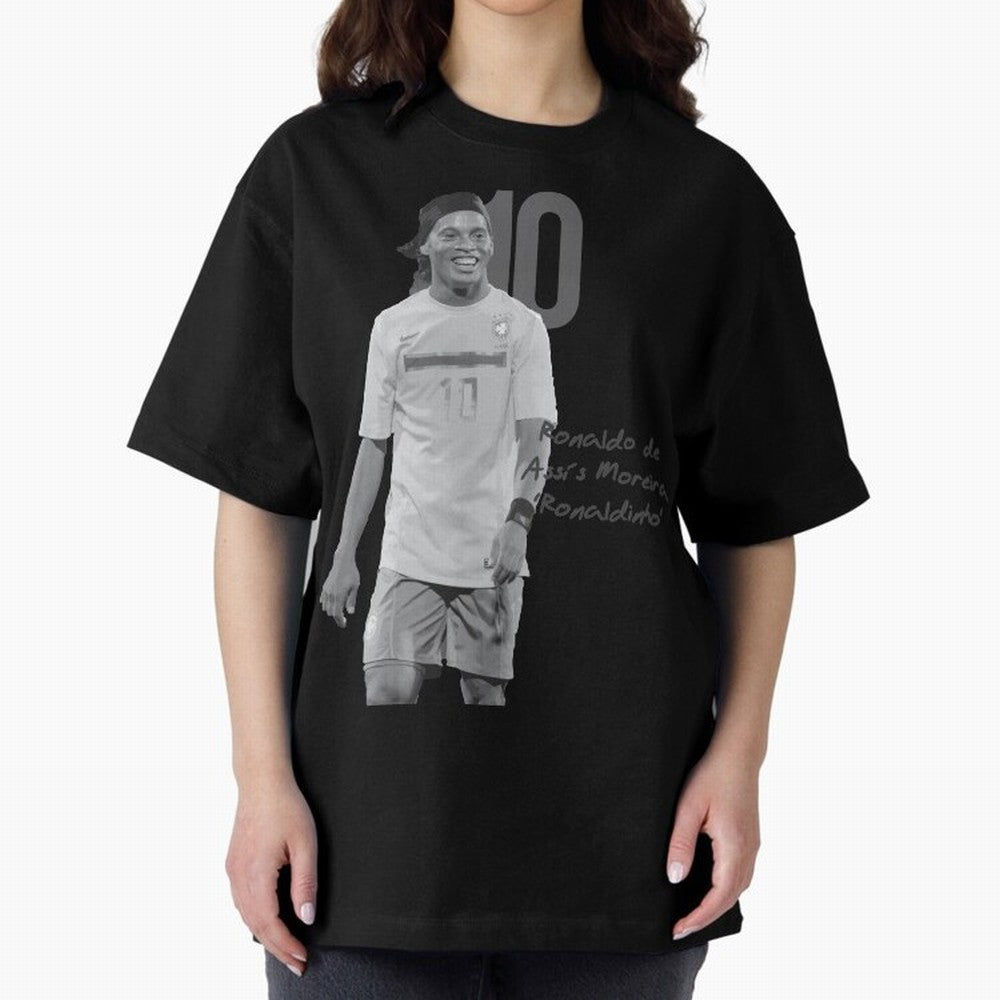 Ronaldo de Assis Moreira Ronaldinho Oversized T-Shirt Celebrate Soccer Greatness during FIFA World Cup 2026 USA Canada Mexico for Fans of Mbappe and England, France and Netherlands, Bringing Goal Celebration Energy, Supporter Heritage, Football