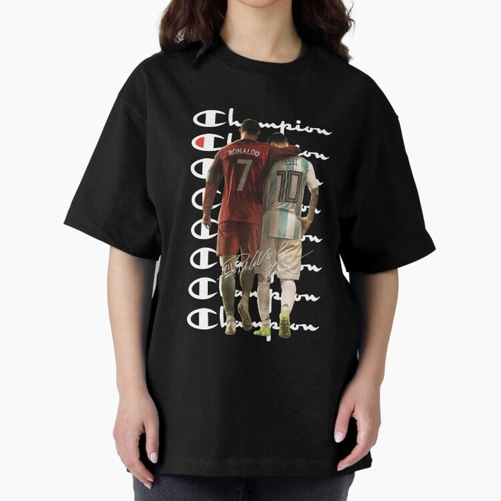 Ronaldos And Messis C-C-H-A-M-P-I-O-N-N Oversized T-Shirt Back the Journey through the FIFA World Cup 2026 USA Canada Mexico Journey through Cristiano Ronaldo, Haaland and CR7 Highlights, Argentina and Brazil Pride, Soccer Culture, Superstar
