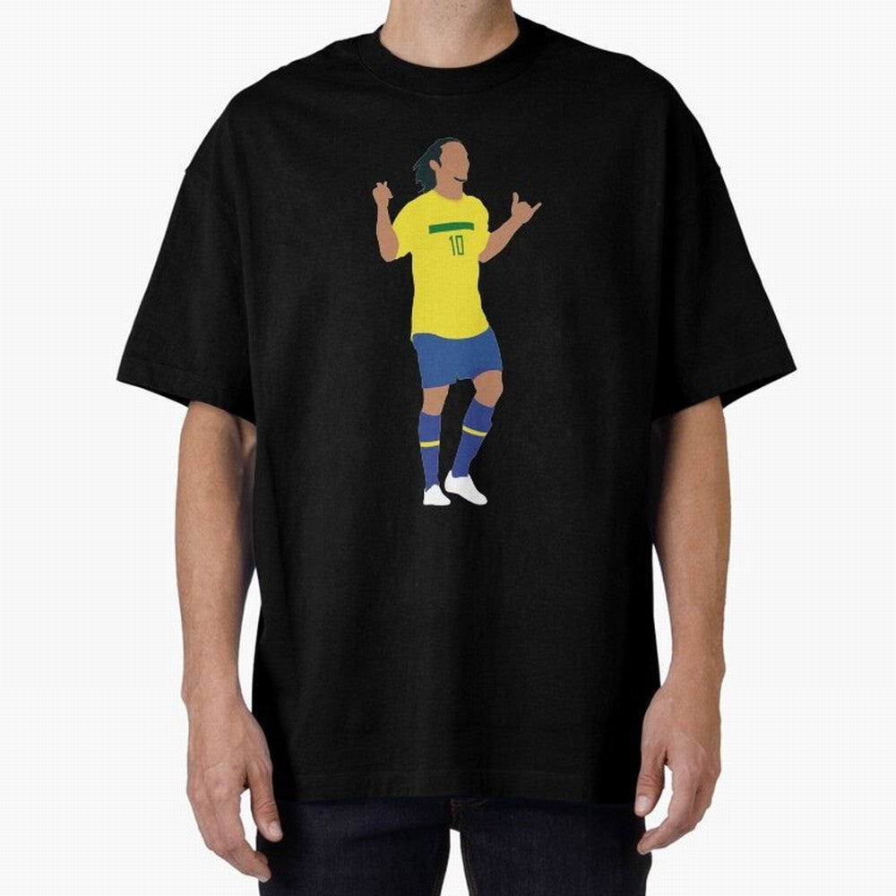 Ronaldinho. Brazil Football. Oversized T-Shirt Showcase FIFA World Cup 2026 Spirit, Built around Argentina and Brazil, Mbappe and Neymar, Championship Spirit, Famous Goals, Roaring Crowds and International Football Unity; Built for Supporters