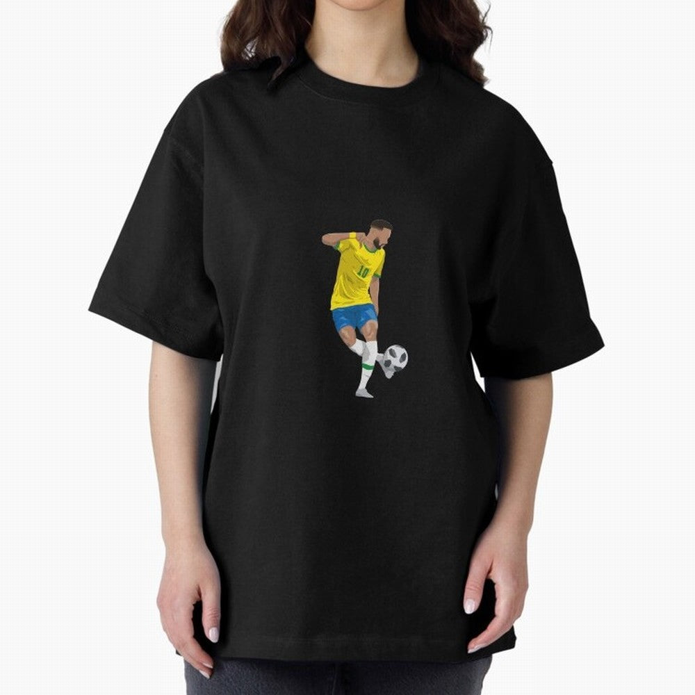 Neymar JR Minimalist Oversized T-Shirt Feel the Trophy Chase of Global Football Passion for FIFA World Cup 2026 USA Canada Mexico, Filled with Cristiano Ronaldo, Spain and Netherlands, Sports Nostalgia, International Competition, Famous Players and