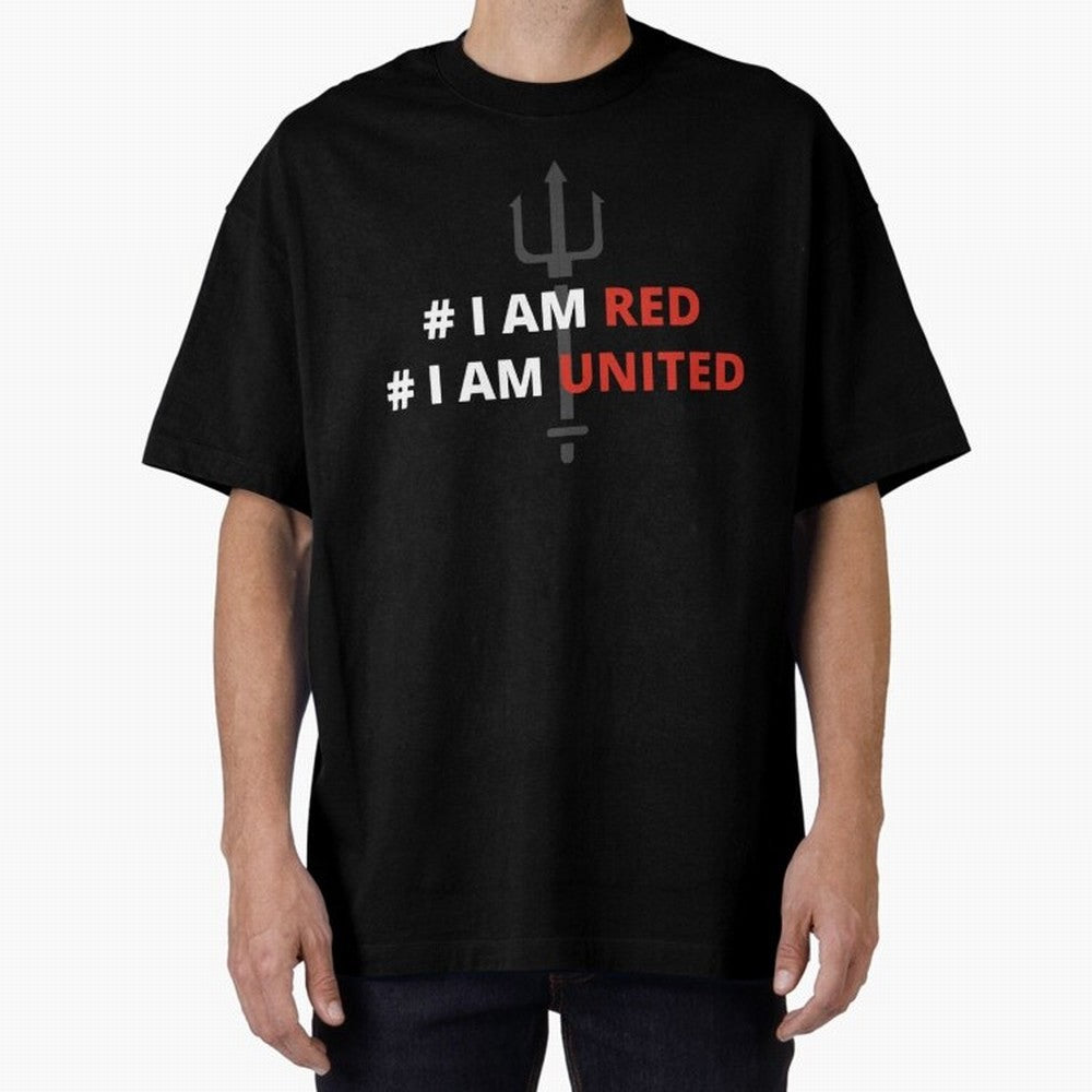 I am red, I am United Oversized T-Shirt Enjoy the FIFA World Cup 2026 Group Stage Journey through Messi and Cristiano Ronaldo Highlights, Spain Pride, Fan Favorite Moments, National Team Passion, Big Match Drama and Soccer History; Created for