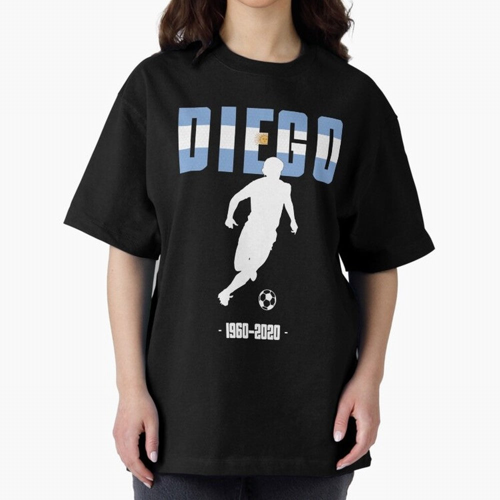 Diego 1960-2020 Oversized T-Shirt Support Iconic Players in FIFA World Cup 2026 Spirit, Made for Argentina, Messi and Cristiano Ronaldo, Retro Football Energy, Iconic Rivalries, Trophy Chase Drama and Stadium Atmosphere; Great for Supporters Who