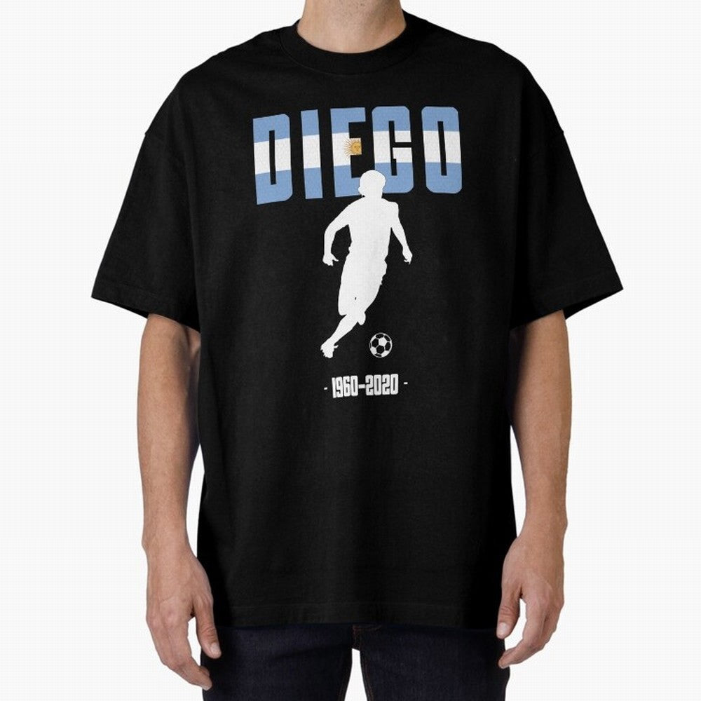 Diego 1960-2020 Oversized T-Shirt Support Iconic Players in FIFA World Cup 2026 Spirit, Made for Argentina, Messi and Cristiano Ronaldo, Retro Football Energy, Iconic Rivalries, Trophy Chase Drama and Stadium Atmosphere; Great for Supporters Who