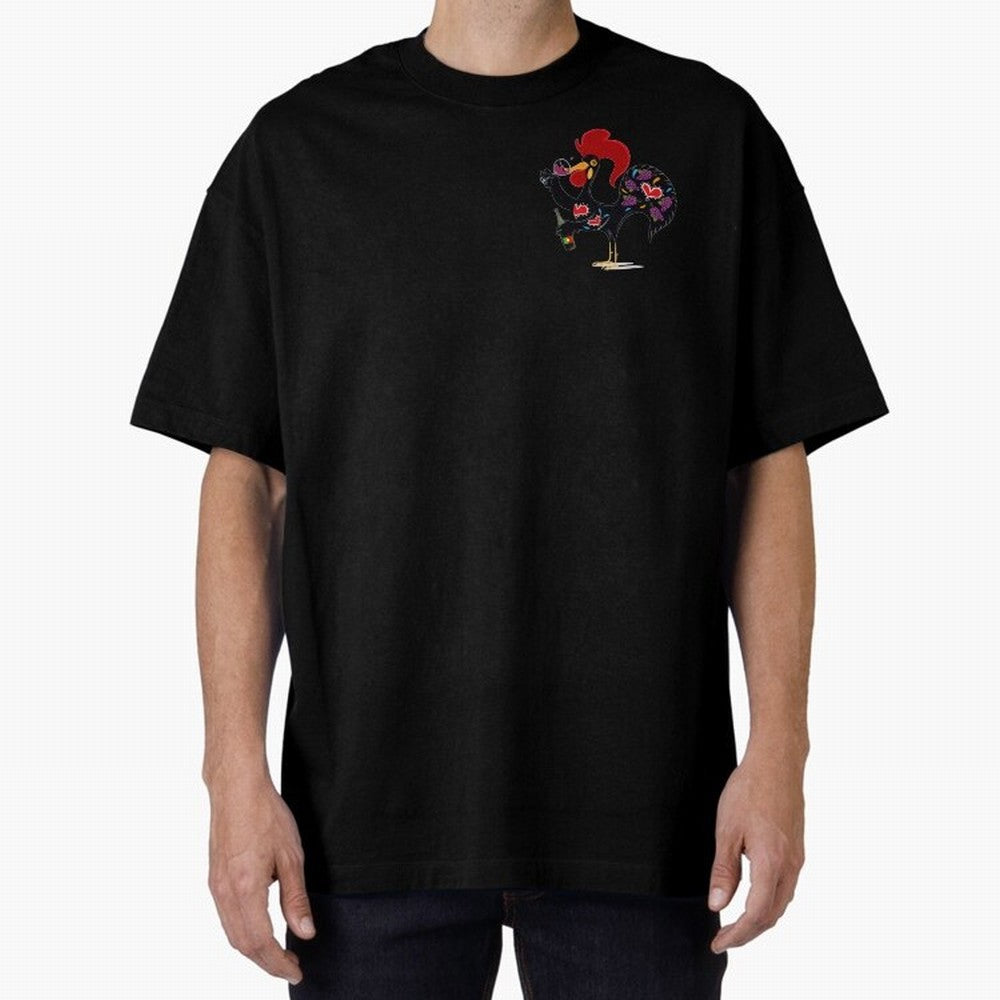 Portuguese Rooster Drinking Wine Oversized T-Shirt Cheer for FIFA World Cup 2026 USA Canada Mexico Spirit, Celebrating England and Germany, Mbappe, Soccer Culture, Superstar Moments, National Team Dreams and Competitive Fire; Great for Supporters