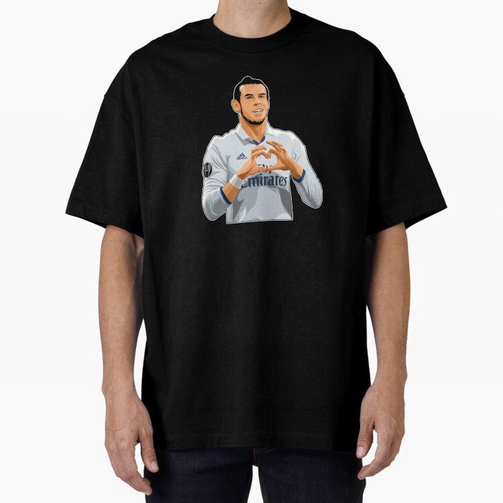 Gareth Bale Love Sign Celebration Oversized T-Shirt Carry the Colors and Pride of the FIFA World Cup 2026 Journey through Cristiano Ronaldo, Haaland and CR7 Highlights, France and Portugal Pride, Vintage Soccer Flavor, Modern Football Stars,