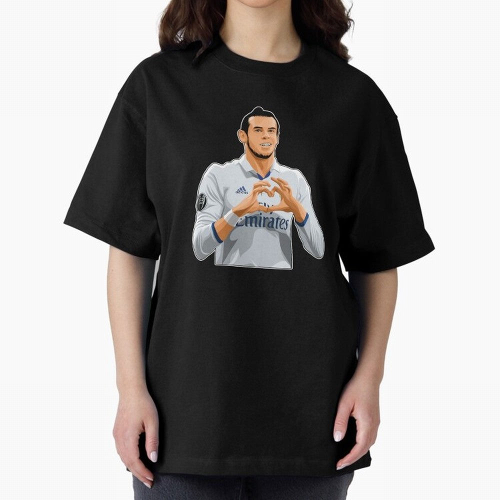Gareth Bale Love Sign Celebration Oversized T-Shirt Carry the Colors and Pride of the FIFA World Cup 2026 Journey through Cristiano Ronaldo, Haaland and CR7 Highlights, France and Portugal Pride, Vintage Soccer Flavor, Modern Football Stars,