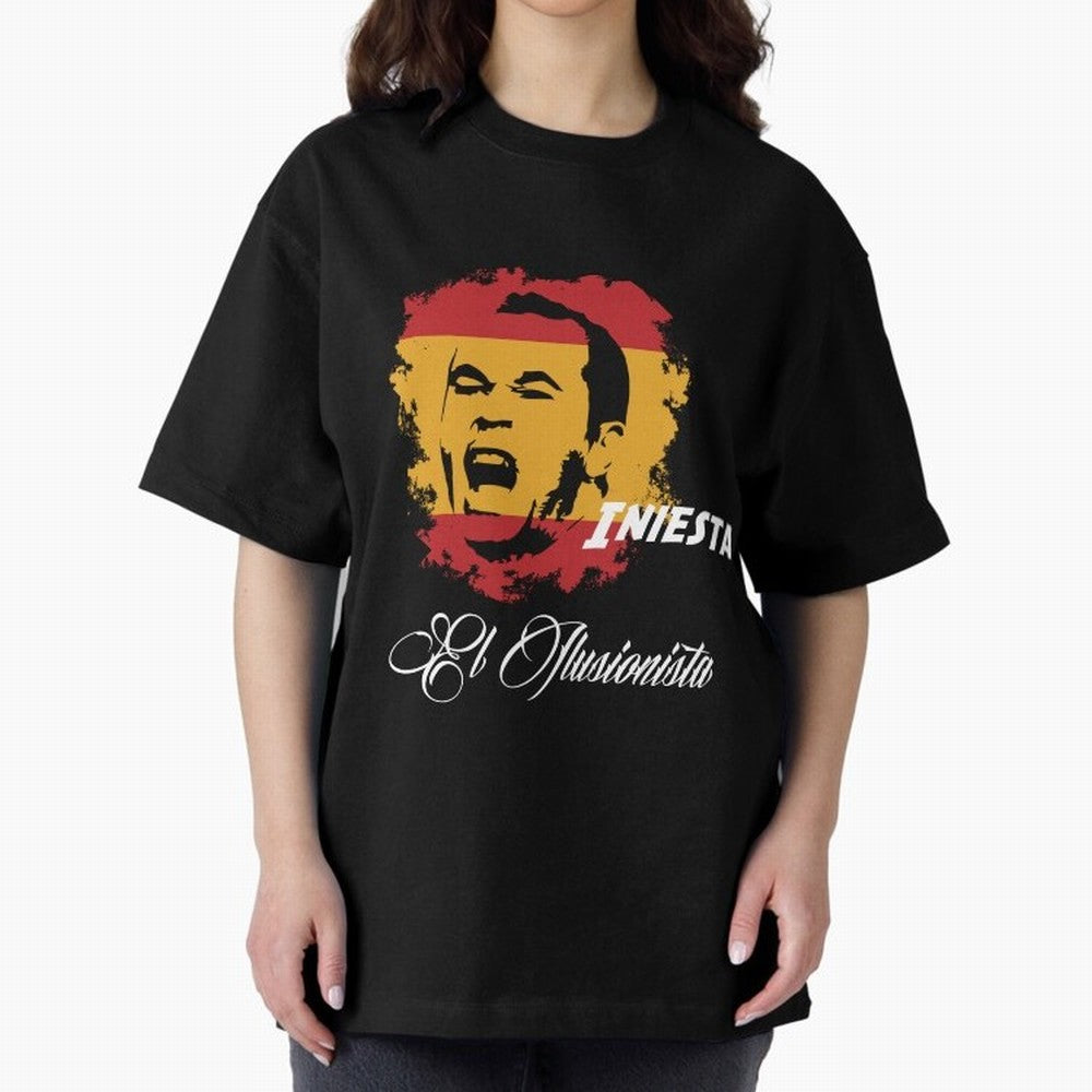 Spain Andres Iniesta Football World Cup 2014 Oversized T-Shirt Spotlight Global Football Passion for FIFA World Cup 2026 USA Canada Mexico, Celebrating CR7, Argentina, France and Brazil, Football History, Final Match Energy, Crowd Noise and Once in