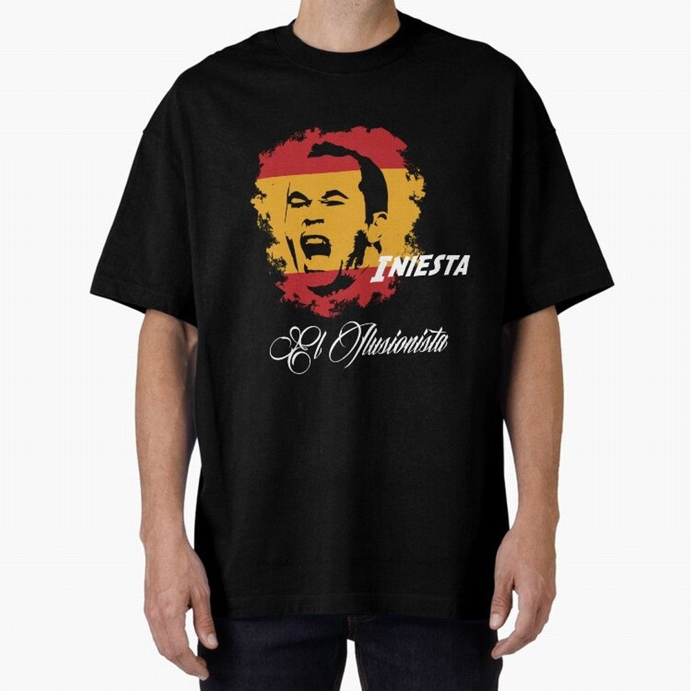 Spain Andres Iniesta Football World Cup 2014 Oversized T-Shirt Spotlight Global Football Passion for FIFA World Cup 2026 USA Canada Mexico, Celebrating CR7, Argentina, France and Brazil, Football History, Final Match Energy, Crowd Noise and Once in
