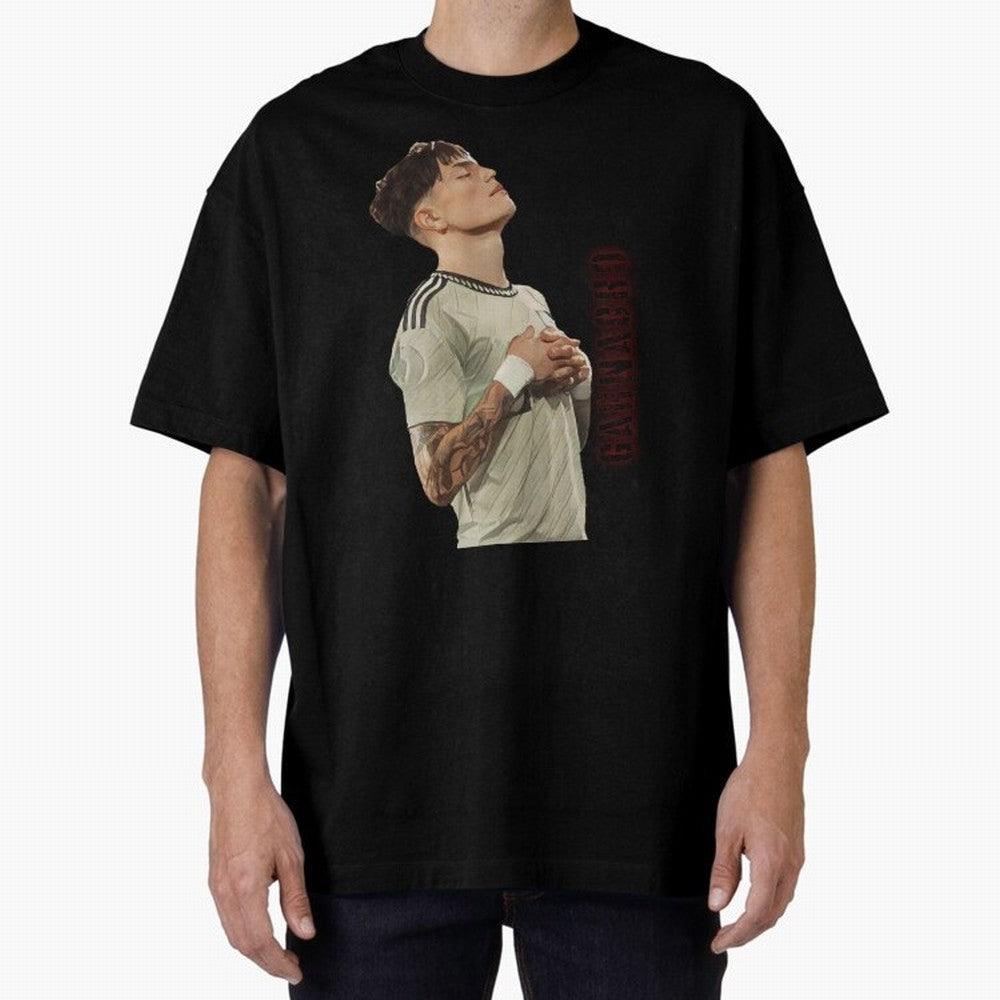 Alejandro Garnacho Oversized T-Shirt Show Love for Legendary Goals in FIFA World Cup 2026 USA Canada Mexico Made for Mbappe, Brazil Energy, Stadium Chants, National Pride, Trophy Dreams and Unforgettable Football Memories; Perfect for Supporters