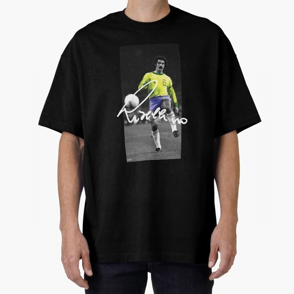 Rivelino FOOTBALL LEGENDS Oversized T-Shirt Follow FIFA World Cup 2026 Spirit, Made for Brazil, Portugal and Argentina, CR7 and Messi, Tournament Hype, Historic Matchups, Family Viewing Parties and Global Sports Pride; Ideal for Fans Who Follow