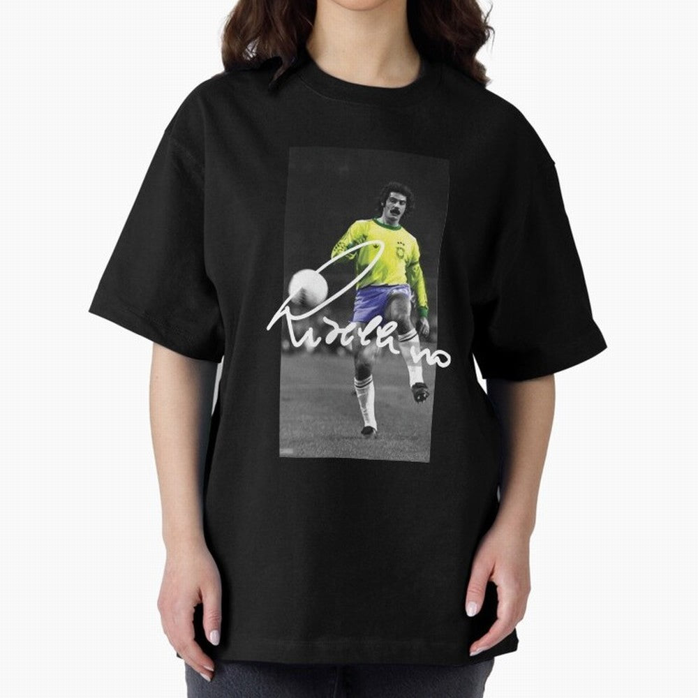Rivelino FOOTBALL LEGENDS Oversized T-Shirt Follow FIFA World Cup 2026 Spirit, Made for Brazil, Portugal and Argentina, CR7 and Messi, Tournament Hype, Historic Matchups, Family Viewing Parties and Global Sports Pride; Ideal for Fans Who Follow