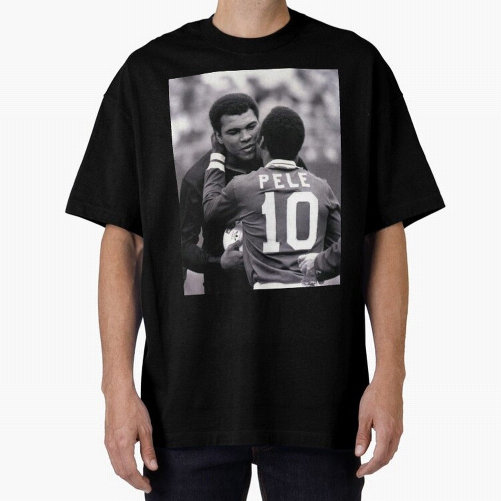 The Boxing Legend Meet The Football Legend Poster Oversized T-Shirt Live the Energy of FIFA World Cup 2026 Spirit, with Argentina and Brazil, Messi, CR7 and Mbappe, Sports Nostalgia, International Competition, Famous Players and Unforgettable