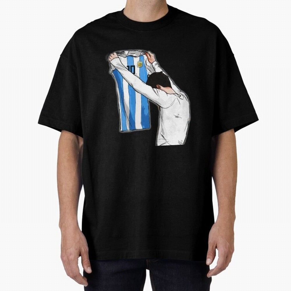 Art Messi Illustration Classic T-Shirt Cheer through Every Moment of Global Football Passion for FIFA World Cup 2026 Group Stage, Centered on Messi and Cristiano Ronaldo, Spain and Netherlands, Global Supporter Spirit, Legendary Goals, National