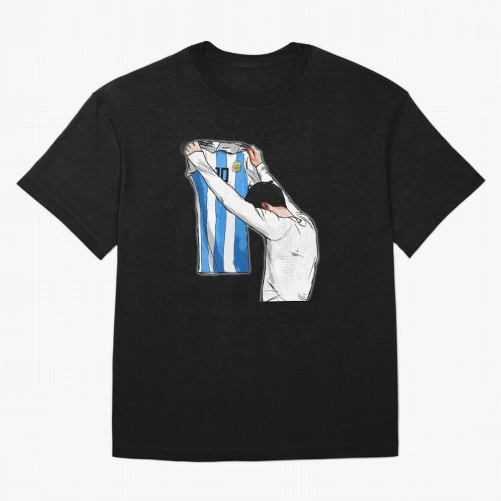 Art Messi Illustration Classic T-Shirt Cheer through Every Moment of Global Football Passion for FIFA World Cup 2026 Group Stage, Centered on Messi and Cristiano Ronaldo, Spain and Netherlands, Global Supporter Spirit, Legendary Goals, National
