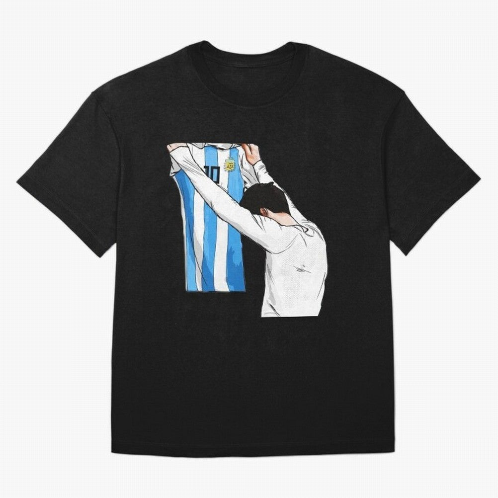 Lionel Messi holding his shirt, Argentina copa america Classic T-Shirt Capture Global Football Passion for FIFA World Cup 2026, Capturing Messi and Cristiano Ronaldo, Brazil, Championship Spirit, Famous Goals, Roaring Crowds and International