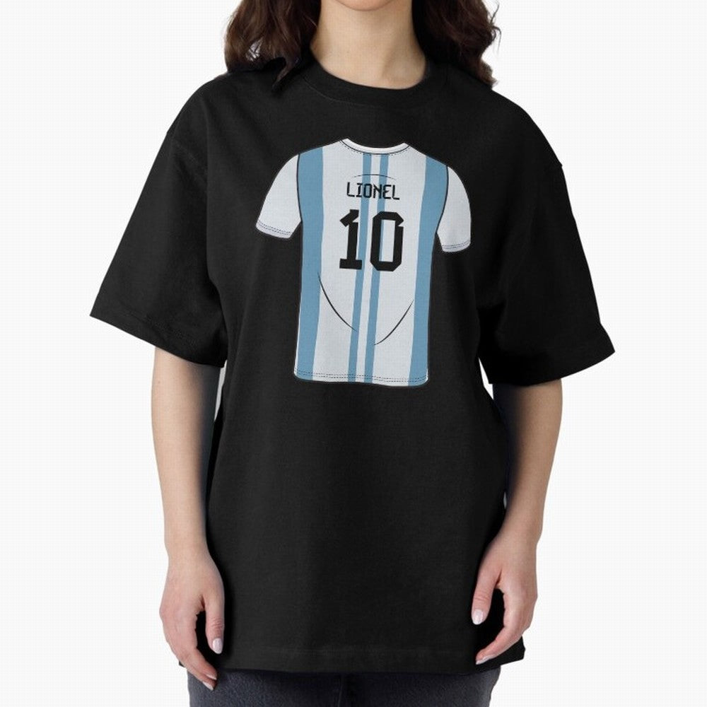 LeoMessi Jersey Illustration 2022 Oversized T-Shirt Represent Football Lovers during Match Day Hype around FIFA World Cup 2026 Group Stage, Haaland, Brazil, Portugal and Argentina, Game Day Rituals, Football Legends, Country Pride and the Road to