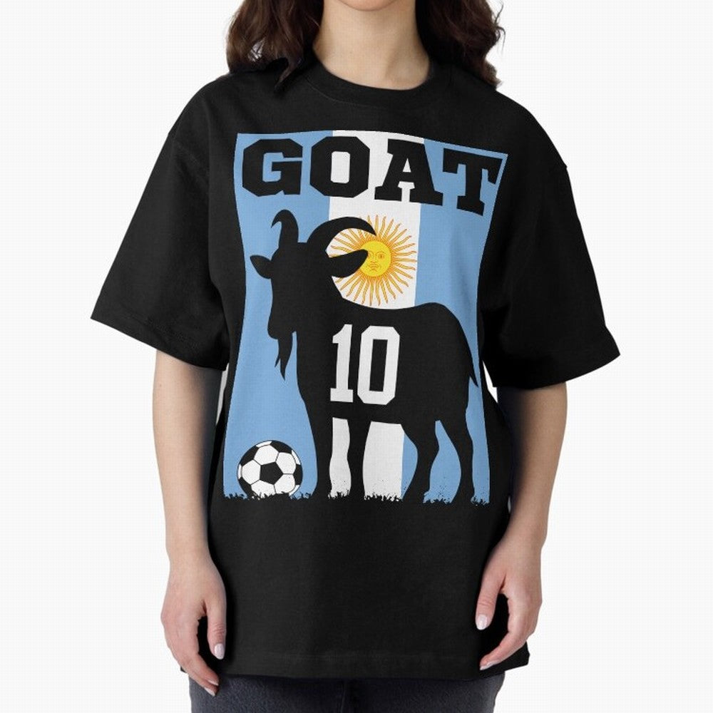 Argentina World Cup 2026 The Goat 10 Oversized T-Shirt Celebrate FIFA World Cup 2026 Spirit, with Portugal, Spain and Germany, Haaland, Game Day Rituals, Football Legends, Country Pride and the Road to the Final; Great for Watch Parties, Sports